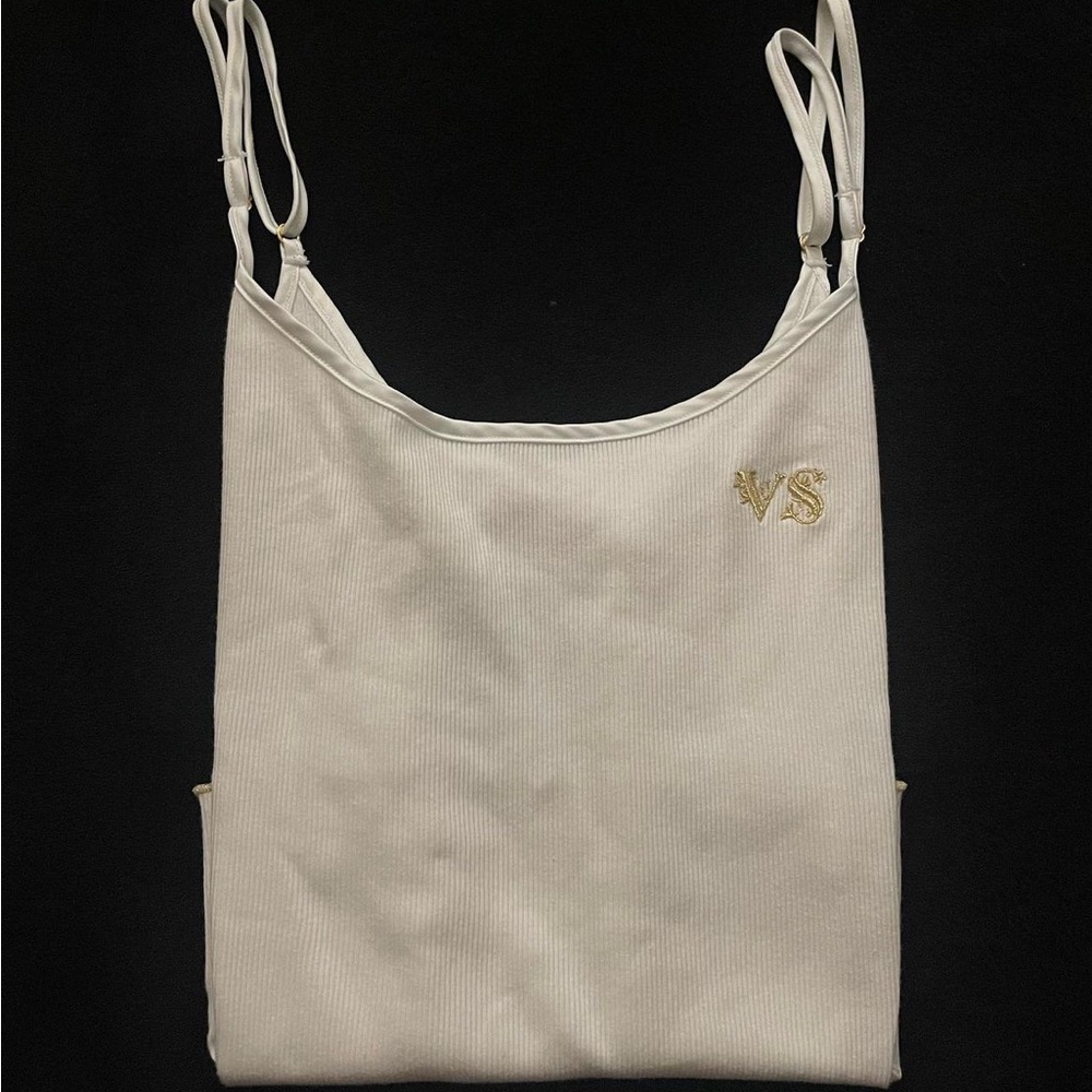 victoria secret white tank top w gold accents